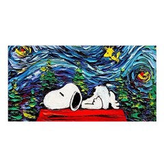 Dog House Vincent Van Gogh s Starry Night Parody Satin Shawl 45  X 80  by Modalart