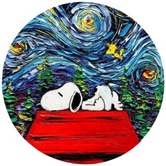 Dog House Vincent Van Gogh s Starry Night Parody Wooden Puzzle Round by Modalart