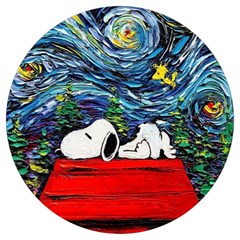 Dog House Vincent Van Gogh s Starry Night Parody Round Trivet by Modalart