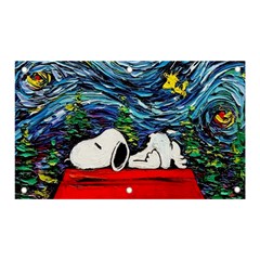 Dog House Vincent Van Gogh s Starry Night Parody Banner And Sign 5  X 3  by Modalart