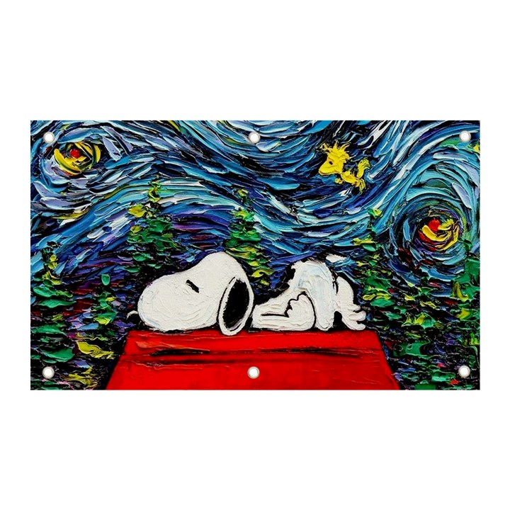 Dog House Vincent Van Gogh s Starry Night Parody Banner and Sign 5  x 3 