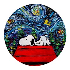 Dog House Vincent Van Gogh s Starry Night Parody Round Glass Fridge Magnet (4 Pack) by Modalart