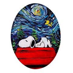 Dog House Vincent Van Gogh s Starry Night Parody Oval Glass Fridge Magnet (4 Pack) by Modalart