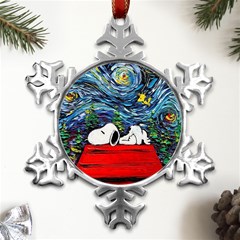 Dog House Vincent Van Gogh s Starry Night Parody Metal Small Snowflake Ornament by Modalart