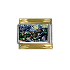 The Great Wall Nature Painting Starry Night Van Gogh Gold Trim Italian Charm (9mm) by Modalart