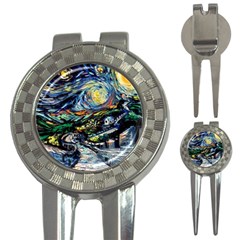 The Great Wall Nature Painting Starry Night Van Gogh 3-in-1 Golf Divots by Modalart