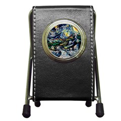 The Great Wall Nature Painting Starry Night Van Gogh Pen Holder Desk Clock by Modalart