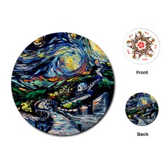 The Great Wall Nature Painting Starry Night Van Gogh Playing Cards Single Design (round) by Modalart