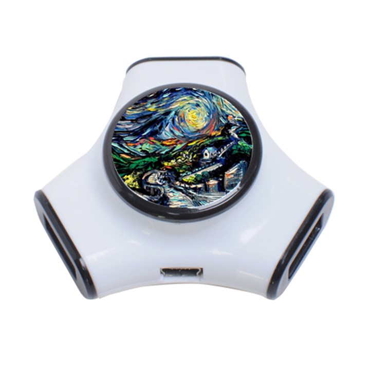 The Great Wall Nature Painting Starry Night Van Gogh 3-Port USB Hub