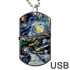 The Great Wall Nature Painting Starry Night Van Gogh Dog Tag Usb Flash (one Side) by Modalart