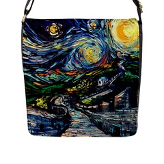 The Great Wall Nature Painting Starry Night Van Gogh Flap Closure Messenger Bag (l) by Modalart