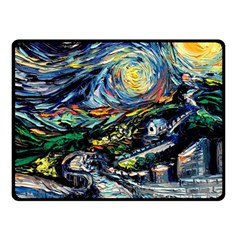 The Great Wall Nature Painting Starry Night Van Gogh Two Sides Fleece Blanket (small) by Modalart