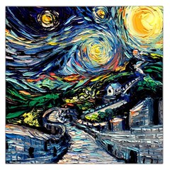 The Great Wall Nature Painting Starry Night Van Gogh Square Satin Scarf (36  X 36 ) by Modalart