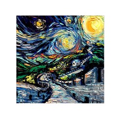 The Great Wall Nature Painting Starry Night Van Gogh Square Satin Scarf (30  X 30 ) by Modalart