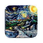 The Great Wall Nature Painting Starry Night Van Gogh Square Metal Box (Black) Front