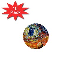 Tardis Starry Night Doctor Who Van Gogh Parody 1  Mini Buttons (10 Pack)  by Modalart