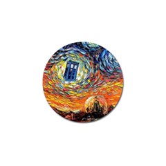 Tardis Starry Night Doctor Who Van Gogh Parody Golf Ball Marker by Modalart