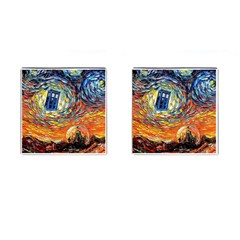 Tardis Starry Night Doctor Who Van Gogh Parody Cufflinks (square) by Modalart