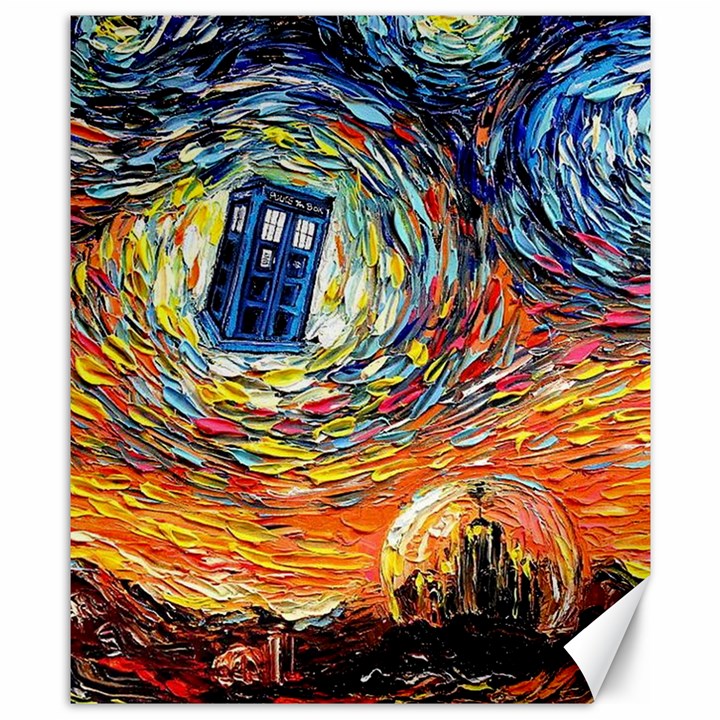 Tardis Starry Night Doctor Who Van Gogh Parody Canvas 8  x 10 