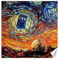 Tardis Starry Night Doctor Who Van Gogh Parody Canvas 16  X 16  by Modalart