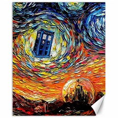 Tardis Starry Night Doctor Who Van Gogh Parody Canvas 16  X 20 