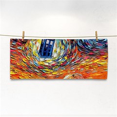 Tardis Starry Night Doctor Who Van Gogh Parody Hand Towel by Modalart