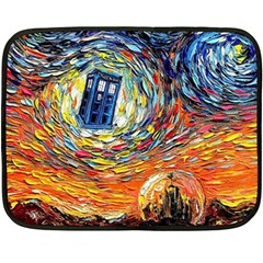 Tardis Starry Night Doctor Who Van Gogh Parody Two Sides Fleece Blanket (mini) by Modalart