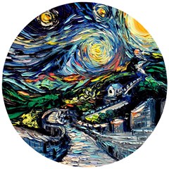 The Great Wall Nature Painting Starry Night Van Gogh Wooden Puzzle Round by Modalart