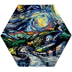 The Great Wall Nature Painting Starry Night Van Gogh Wooden Puzzle Hexagon by Modalart