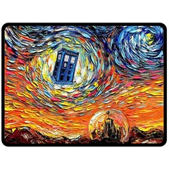 Tardis Starry Night Doctor Who Van Gogh Parody Fleece Blanket (large) by Modalart