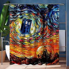 Tardis Starry Night Doctor Who Van Gogh Parody Shower Curtain 60  X 72  (medium)  by Modalart