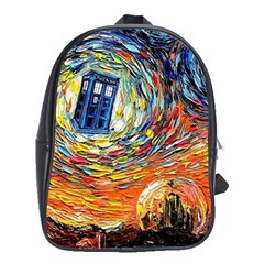 Tardis Starry Night Doctor Who Van Gogh Parody School Bag (xl) by Modalart