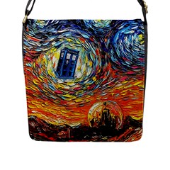 Tardis Starry Night Doctor Who Van Gogh Parody Flap Closure Messenger Bag (l) by Modalart