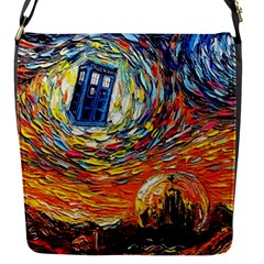 Tardis Starry Night Doctor Who Van Gogh Parody Flap Closure Messenger Bag (s) by Modalart