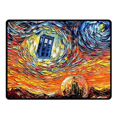 Tardis Starry Night Doctor Who Van Gogh Parody Two Sides Fleece Blanket (small) by Modalart