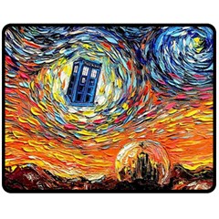 Tardis Starry Night Doctor Who Van Gogh Parody Two Sides Fleece Blanket (medium) by Modalart