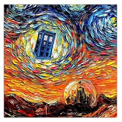 Tardis Starry Night Doctor Who Van Gogh Parody Square Satin Scarf (36  X 36 ) by Modalart