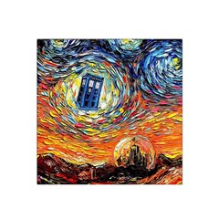 Tardis Starry Night Doctor Who Van Gogh Parody Satin Bandana Scarf 22  X 22  by Modalart