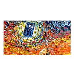 Tardis Starry Night Doctor Who Van Gogh Parody Satin Shawl 45  X 80  by Modalart