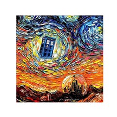 Tardis Starry Night Doctor Who Van Gogh Parody Square Satin Scarf (30  X 30 ) by Modalart