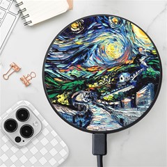 The Great Wall Nature Painting Starry Night Van Gogh Wireless Fast Charger(black) by Modalart