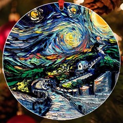 The Great Wall Nature Painting Starry Night Van Gogh Uv Print Acrylic Ornament Round by Modalart