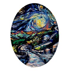 The Great Wall Nature Painting Starry Night Van Gogh Oval Glass Fridge Magnet (4 Pack) by Modalart