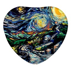 The Great Wall Nature Painting Starry Night Van Gogh Heart Glass Fridge Magnet (4 Pack) by Modalart