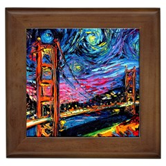 Golden Gate Bridge Starry Night Vincent Van Gogh Framed Tile by Modalart