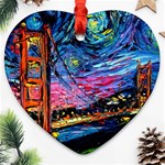 Golden Gate Bridge Starry Night Vincent Van Gogh Ornament (Heart) Front