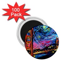 Golden Gate Bridge Starry Night Vincent Van Gogh 1 75  Magnets (100 Pack)  by Modalart