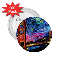 Golden Gate Bridge Starry Night Vincent Van Gogh 2 25  Buttons (100 Pack)  by Modalart