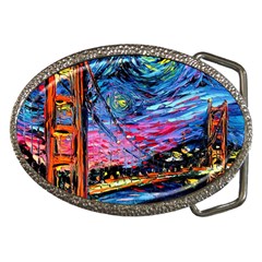 Golden Gate Bridge Starry Night Vincent Van Gogh Belt Buckles by Modalart