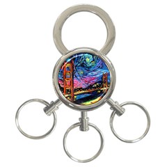 Golden Gate Bridge Starry Night Vincent Van Gogh 3-ring Key Chain by Modalart